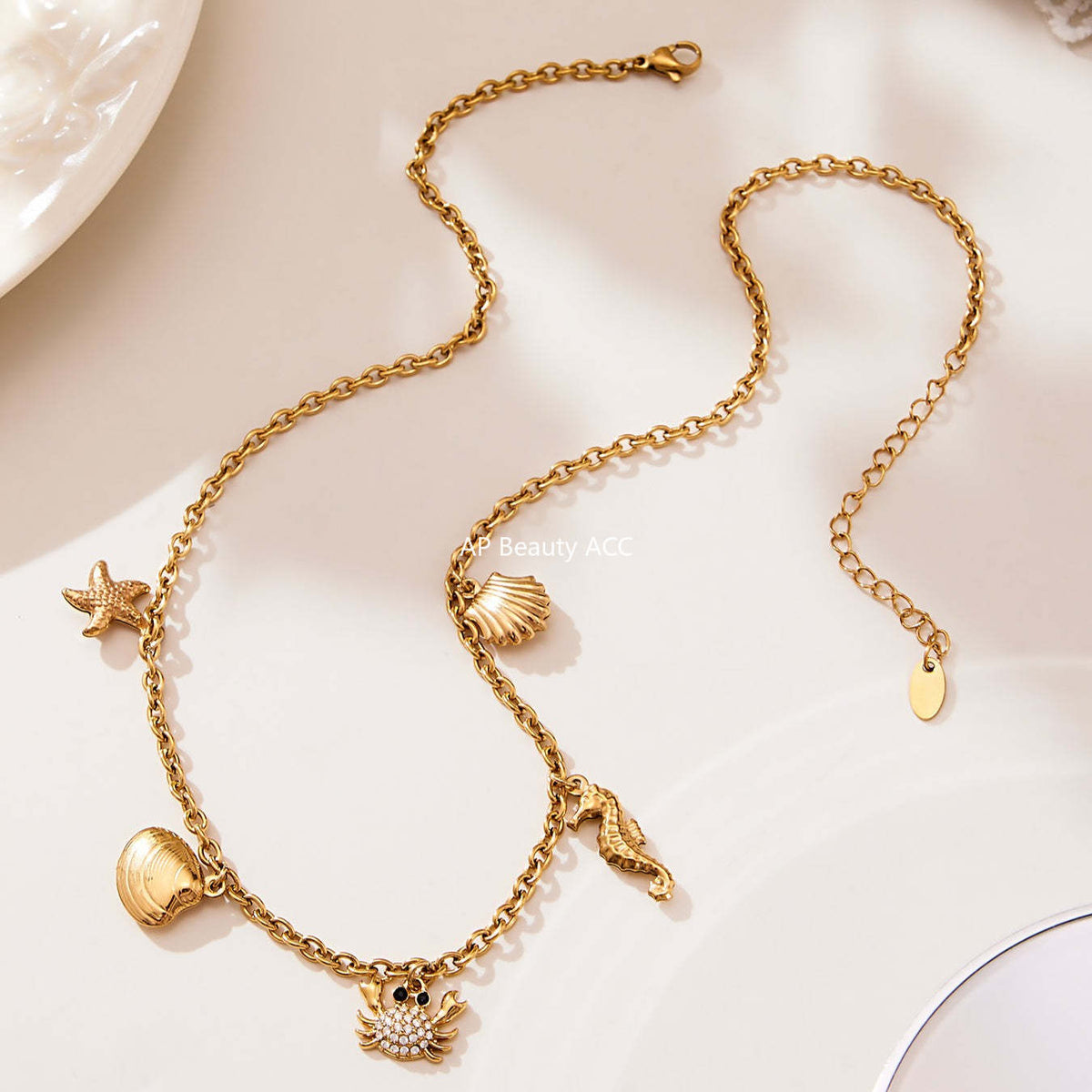 D관 - 스테인리스 스틸 게 조개 파인애플 큐빅 펜던트 목걸이 팔찌 반지 [TXP443] 25.10-4