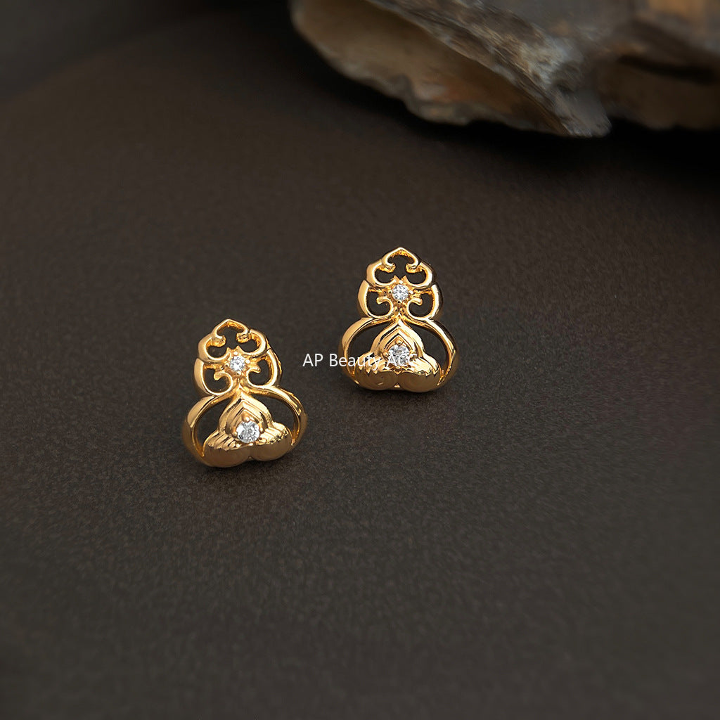 C관 - 14K 도금 925 은침 전통 패턴 모양 큐빅 귀걸이 [6867] 25.10-1