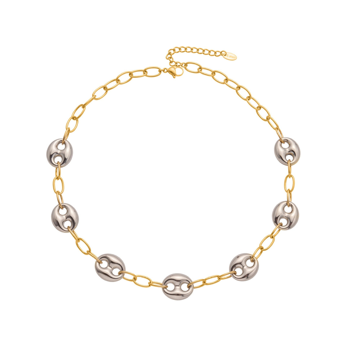 D관 - 스테인리스 스틸 투톤 더블 원형 볼드 체인 목걸이 [P1439] 25.10-1