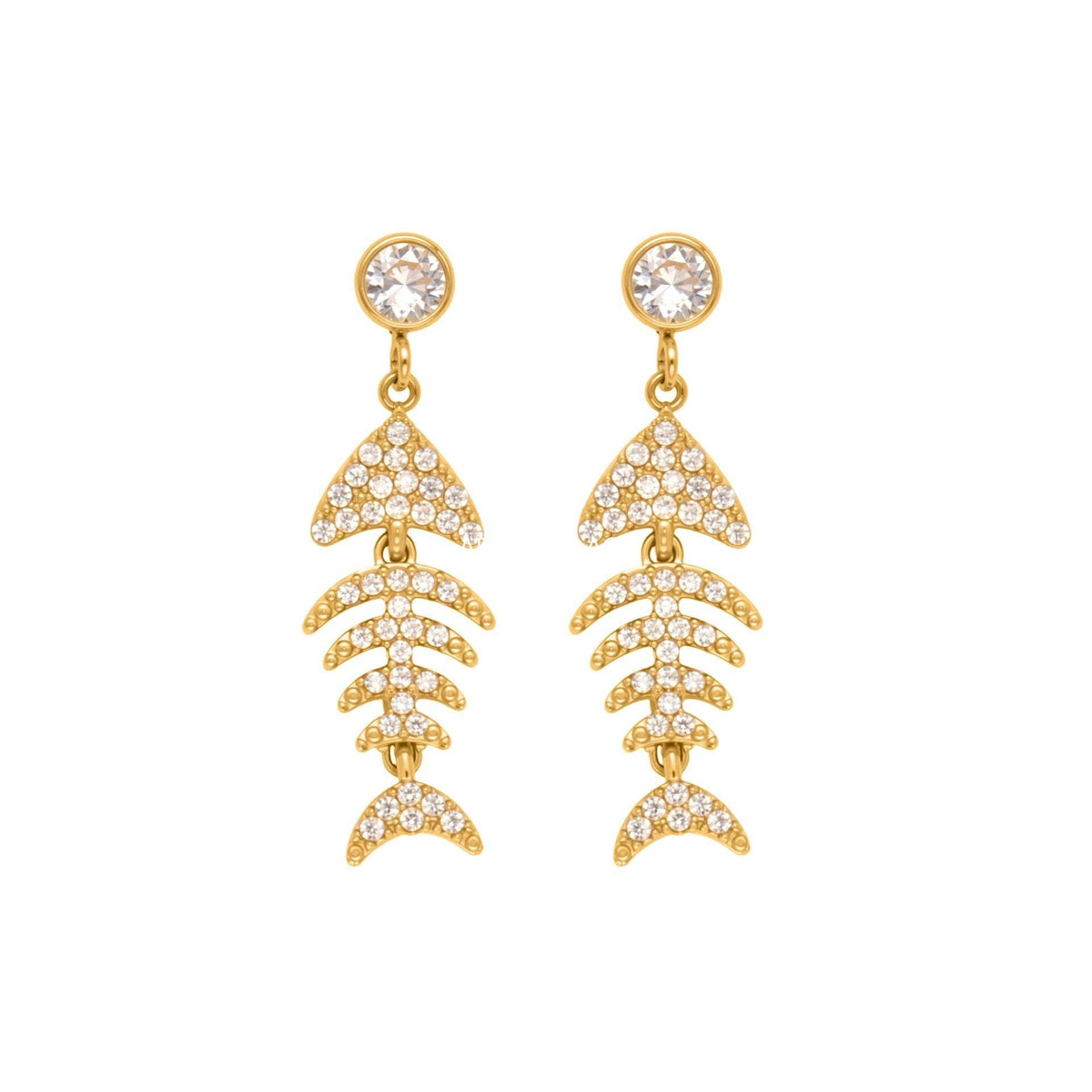 D관 - 스테인리스 18K 도금 풀큐빅 물고기뼈 볼드 이어커프 귀걸이 [F1123-F983] 25.10-5