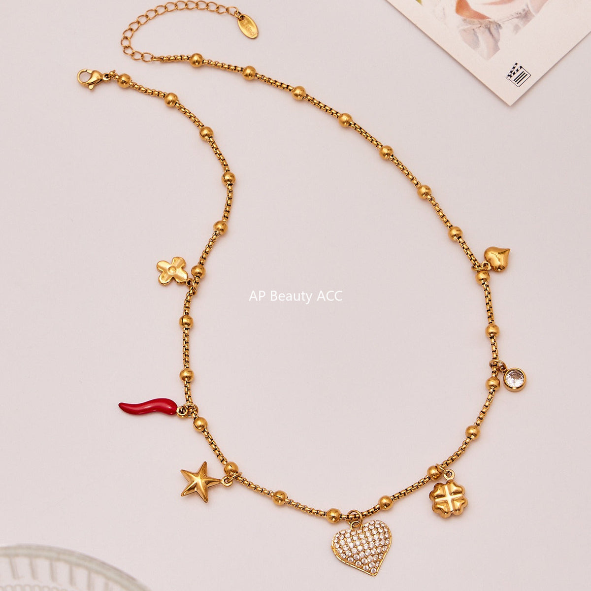 D관 - 스테인리스 스틸 18K 도금 하트 큐빅 펜던트 목걸이 [P1540] 25.10-3