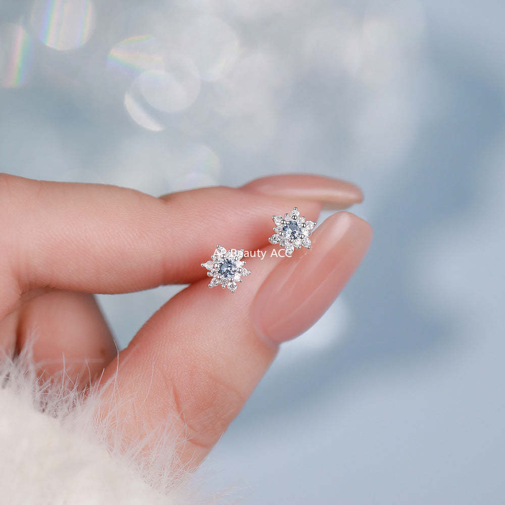 B관 - 999 실버 눈꽃 모양 큐빅 귀걸이 [YC5733E_2] 25.12-3