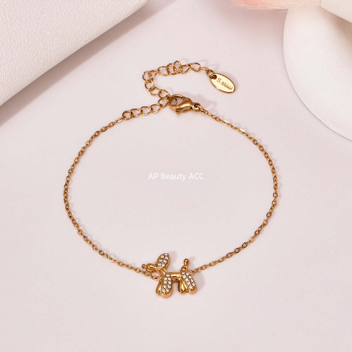 D관 - 큐빅 벌룬독 강아지 펜던트 스테인리스 목걸이 귀걸이 팔찌 [TXP469] 25.11-3