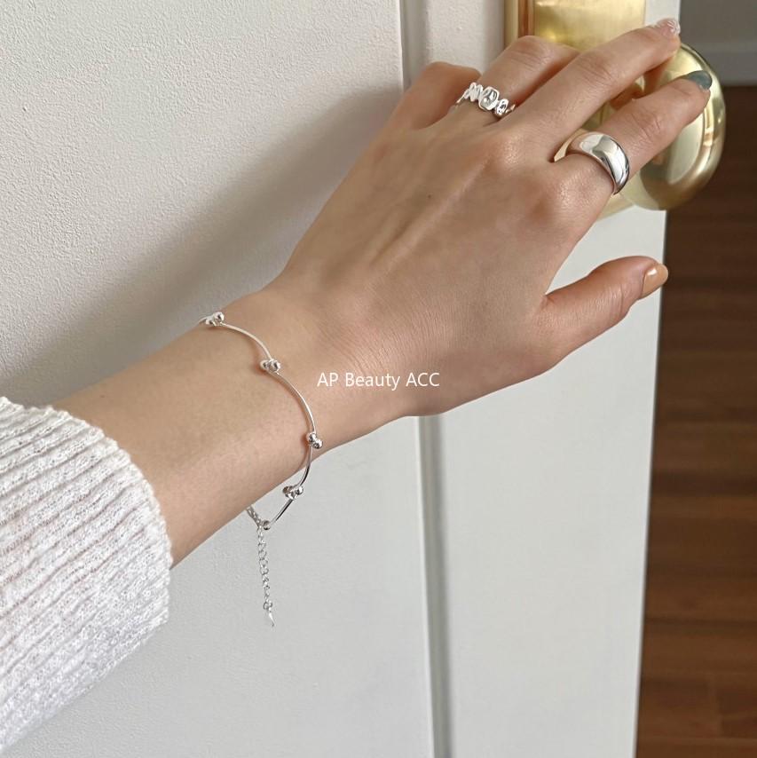 F관 - 925 실버 폴딩 라인 비즈 팔찌 [A312] 25.12-1