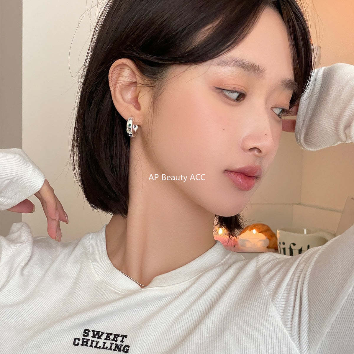A관 - 925 은침 스타 스톤 컬러 큐빅 링 귀걸이 [EH-2833] 24.04-3