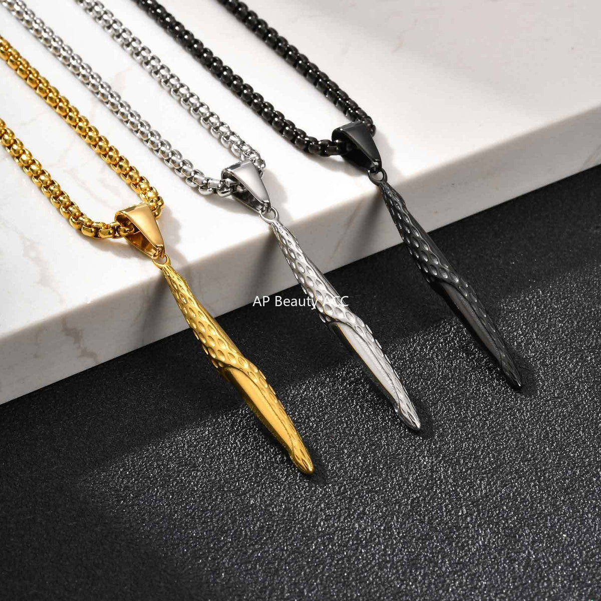 G관 - 스테인리스 총알 펀칭 나선형 펜던트 목걸이 [PN-2217] 25.11-1