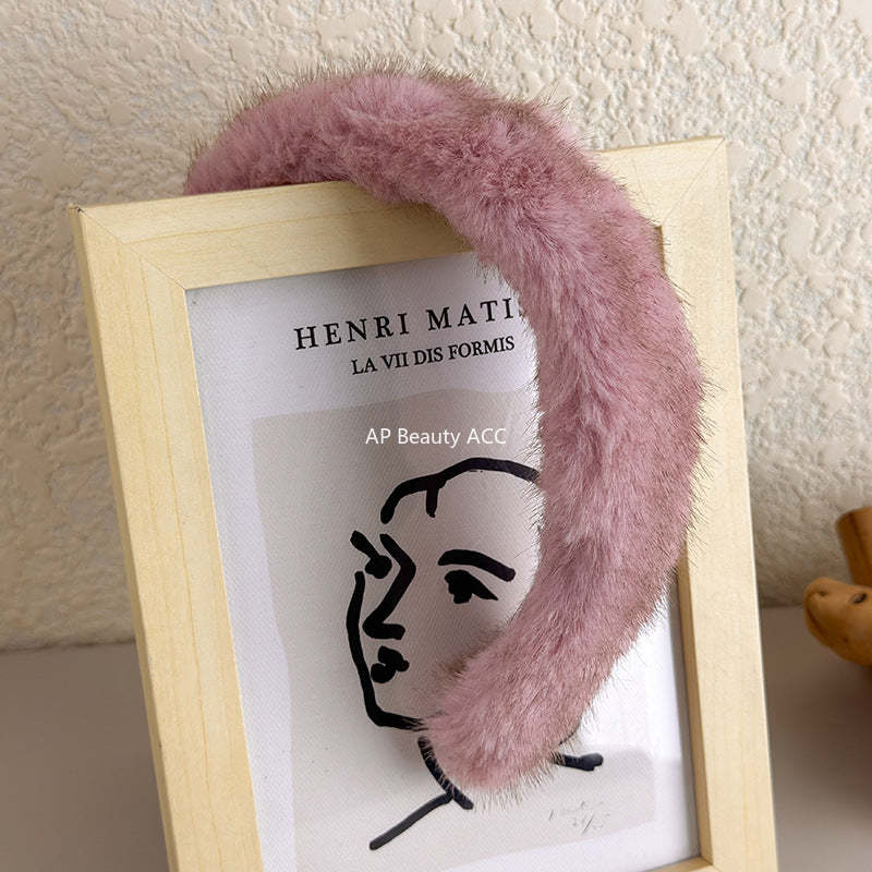 E관 - 인조 밍크 퍼 소재 볼륨 머리띠 [24297] 25.11-1