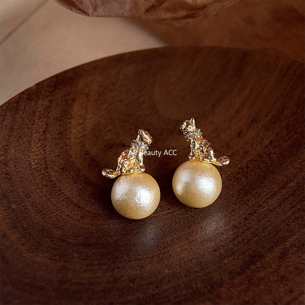 C관 - 14K 도금 디자이너 하트 코튼펄 귀걸이 [4100] 24.05-5