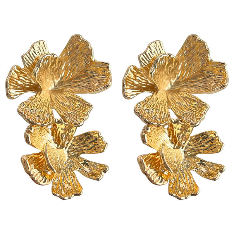 C관 - 입체 꽃 14K 도금 세련된 귀걸이 [4333] 24.06-3