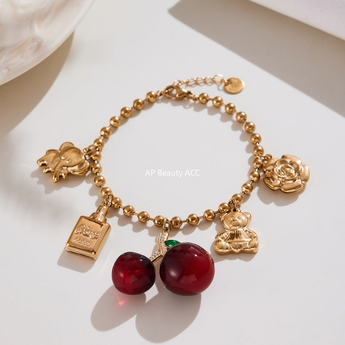 D관 - 18K 골드 도금 스테인리스 스틸 체리 펜던트 목걸이 팔찌 귀걸이 [TXP420] 25.10-1