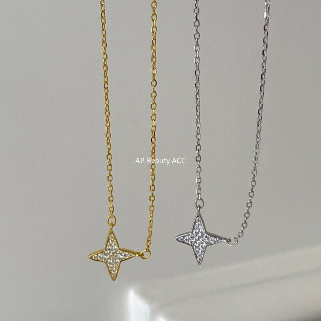 A관 - 925 실버 큐빅 별 펜던트 목걸이 [XL-1229] 25.11-1