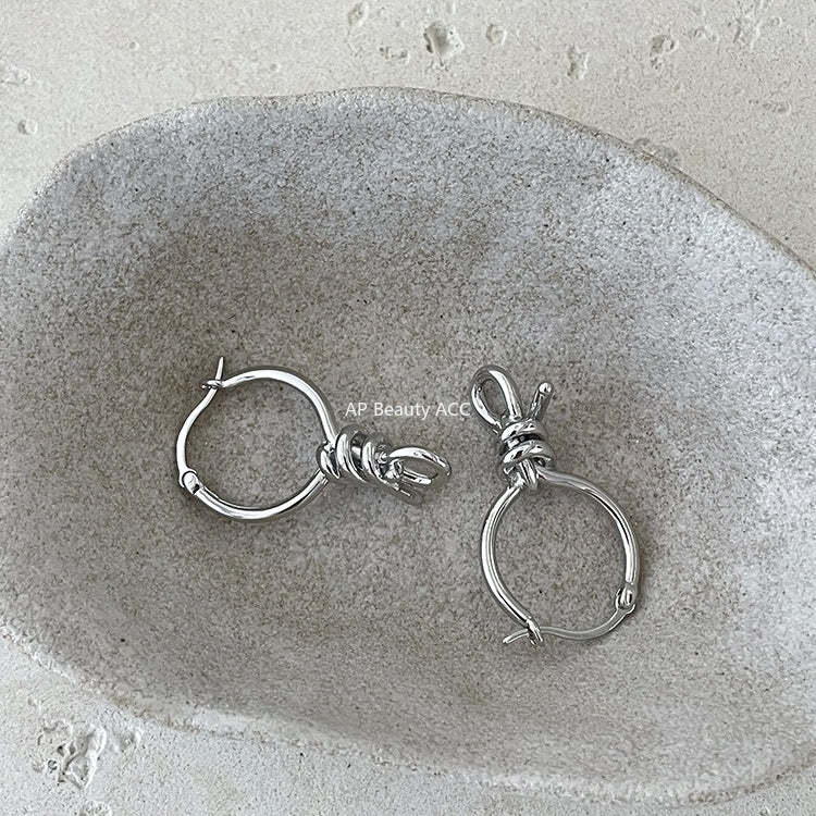 A관 - 링형 매듭 디자인 925 은침 귀걸이 [EH-4395] 25.12-2