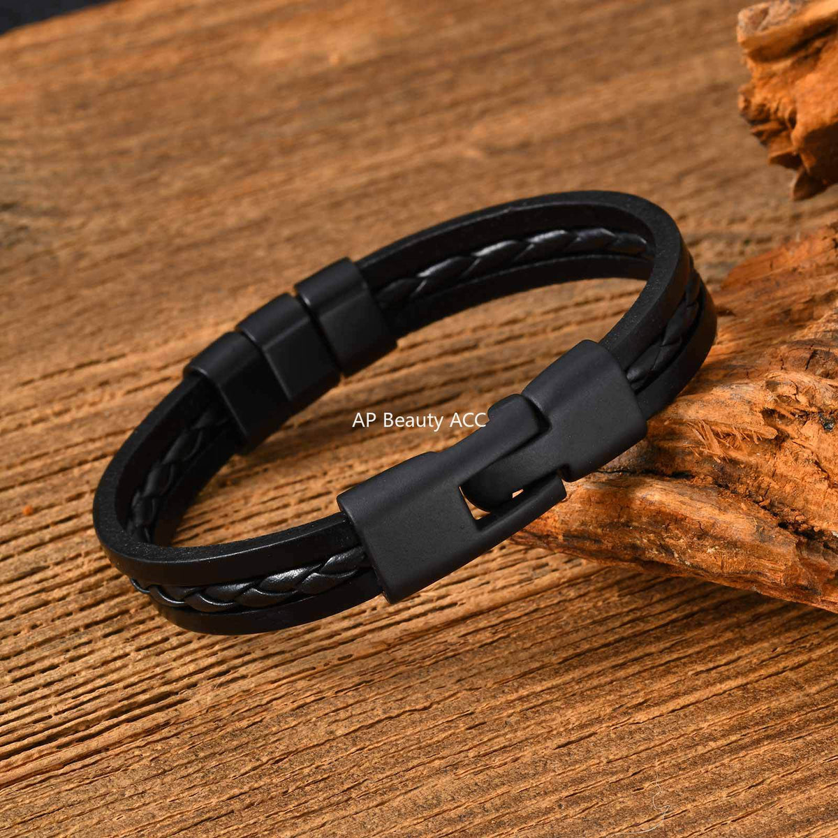 G관 - 미니멀 각인 가능한 3단 PU 가죽 팔찌 [BL-826] 25.12-3