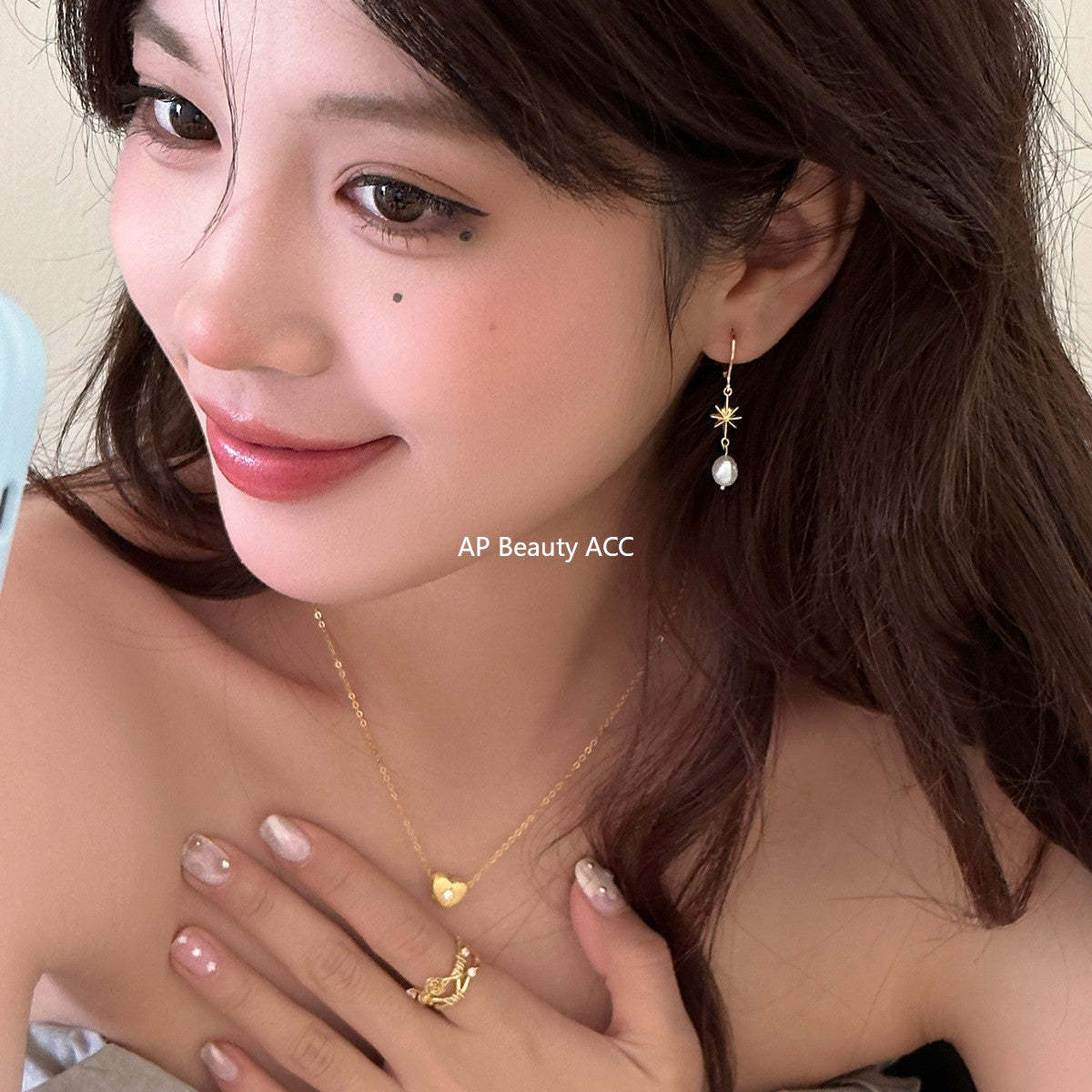 A관 - 925 은침 팔각별 진주 드롭 귀걸이 [EH-4000] 25.10-2