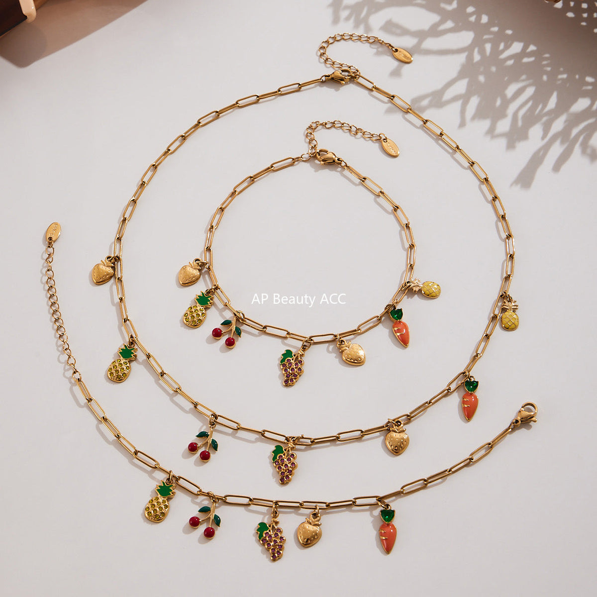 D관 - 스테인리스 스틸 과일 큐빅 펜던트 목걸이 팔찌 발찌 [TXP414] 25.10-1