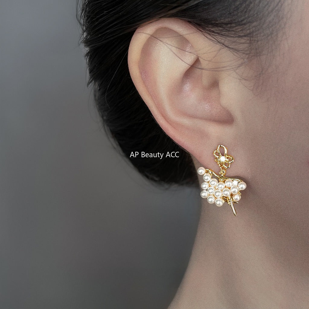 C관 - 925 은침 진주 발레 소녀 디자인 귀걸이 [6848] 25.10-3