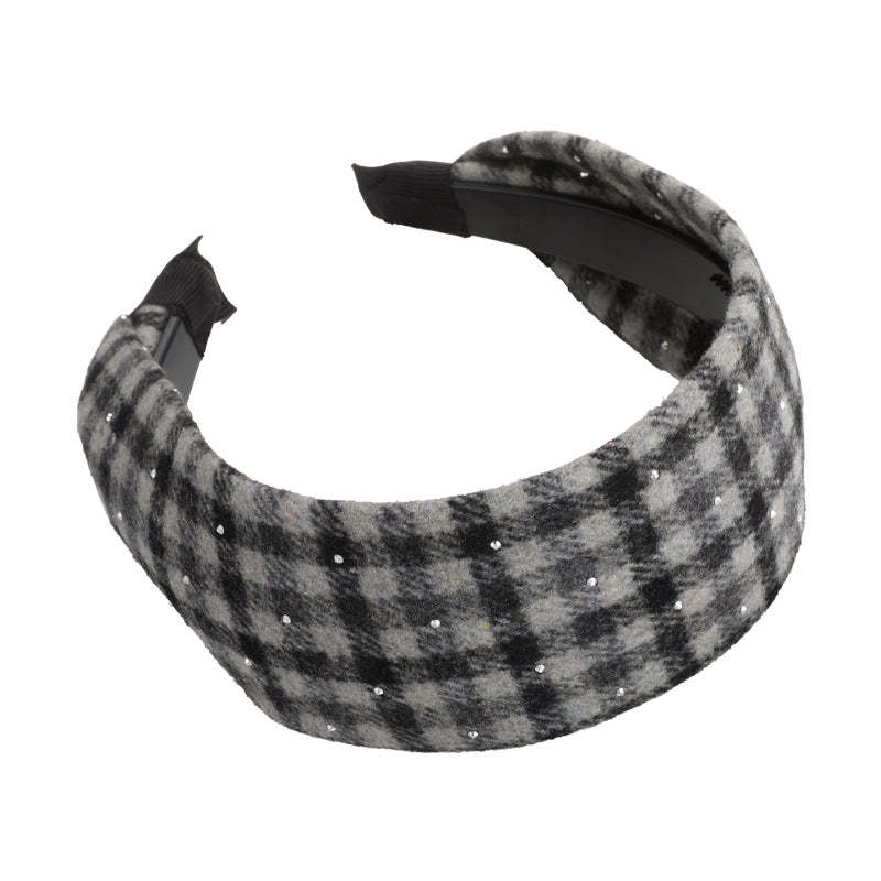 E관 - 큐빅 체크 울 와이드 머리띠 [27510] 25.09-4