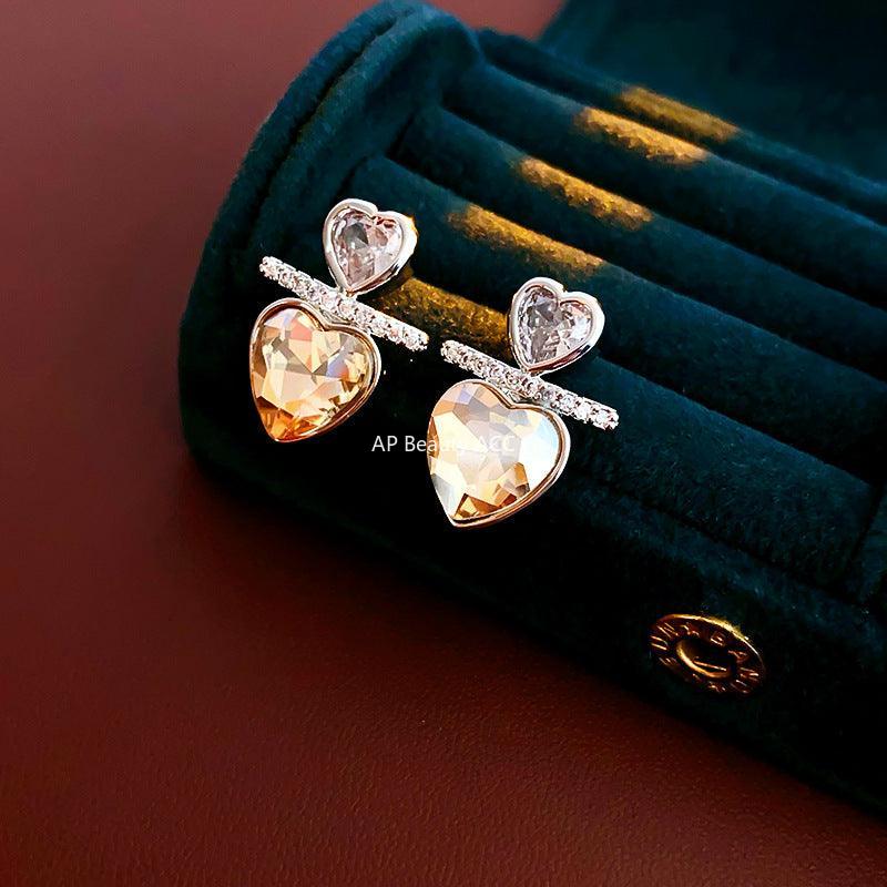 C관 - 실버 큐빅 하트 심플 유니크 인스타 감성 귀걸이 [E18875] 24.02-1