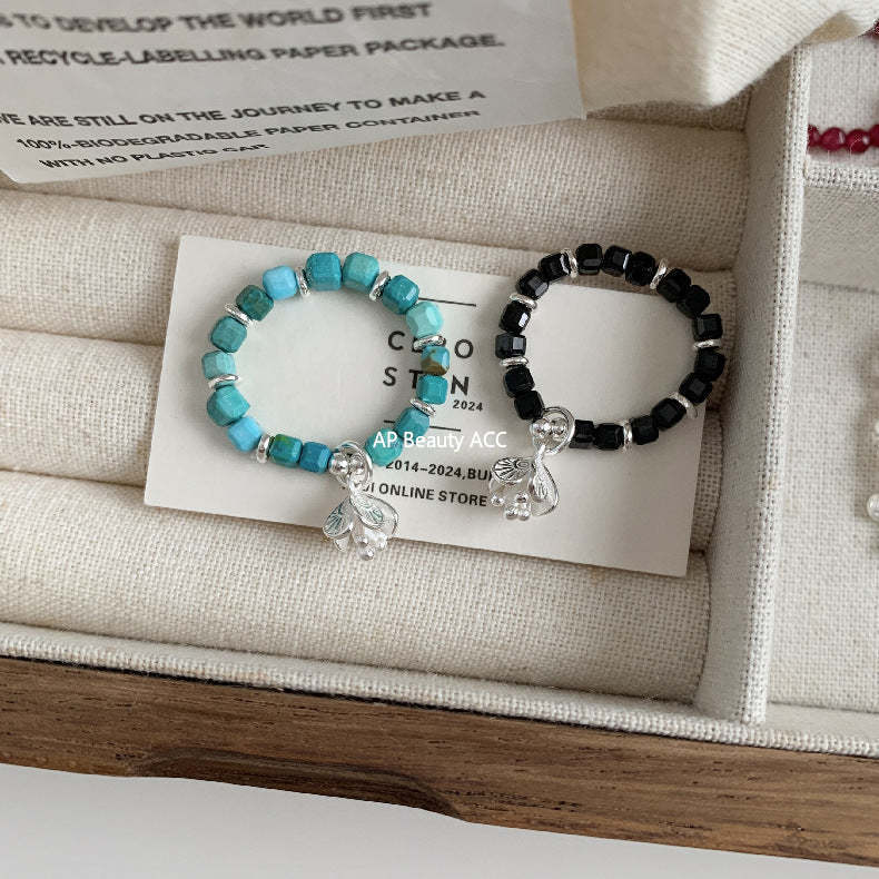 A관 - 플라워 잎사귀 복주머니 말 사과 미니 펜던트 925실버 반지 [RB] 25.11-4