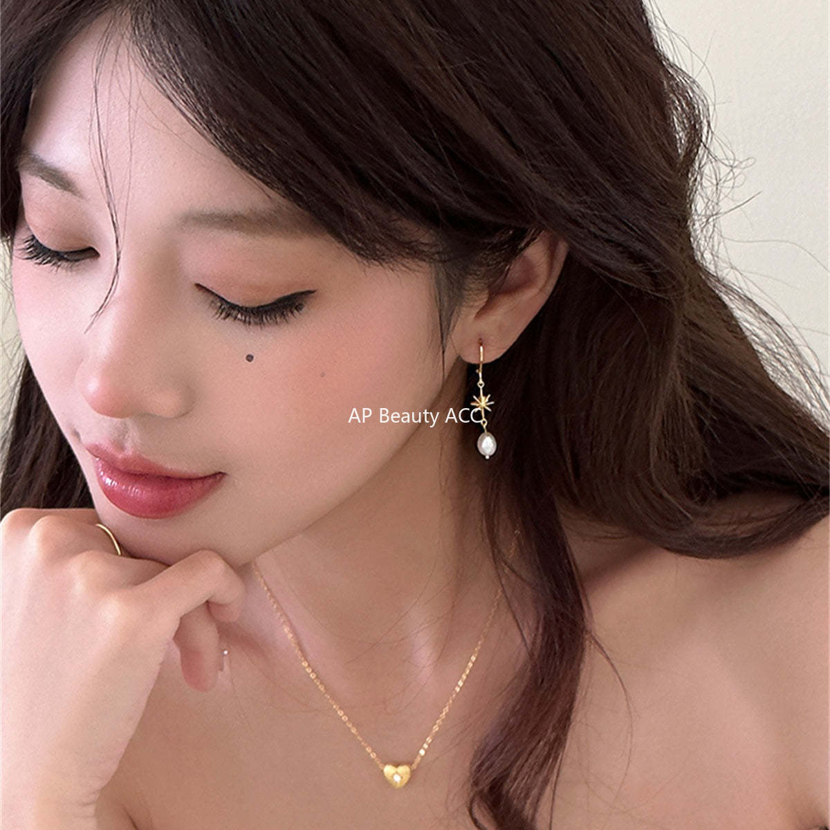 A관 - 925 은침 팔각별 진주 드롭 귀걸이 [EH-4000] 25.10-2