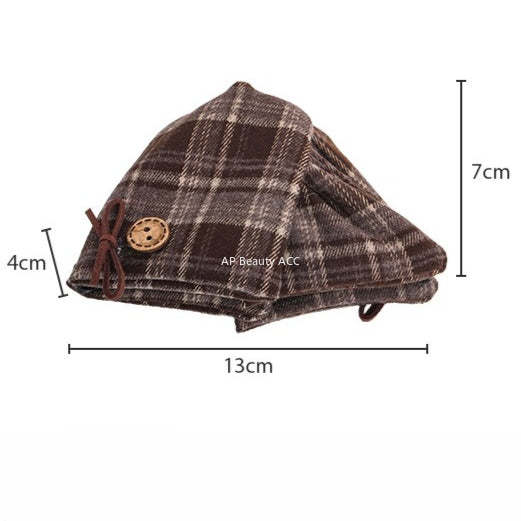 E관 - 리본 체크무늬 대형 빈티지 집게핀 [27613] 25.10-5