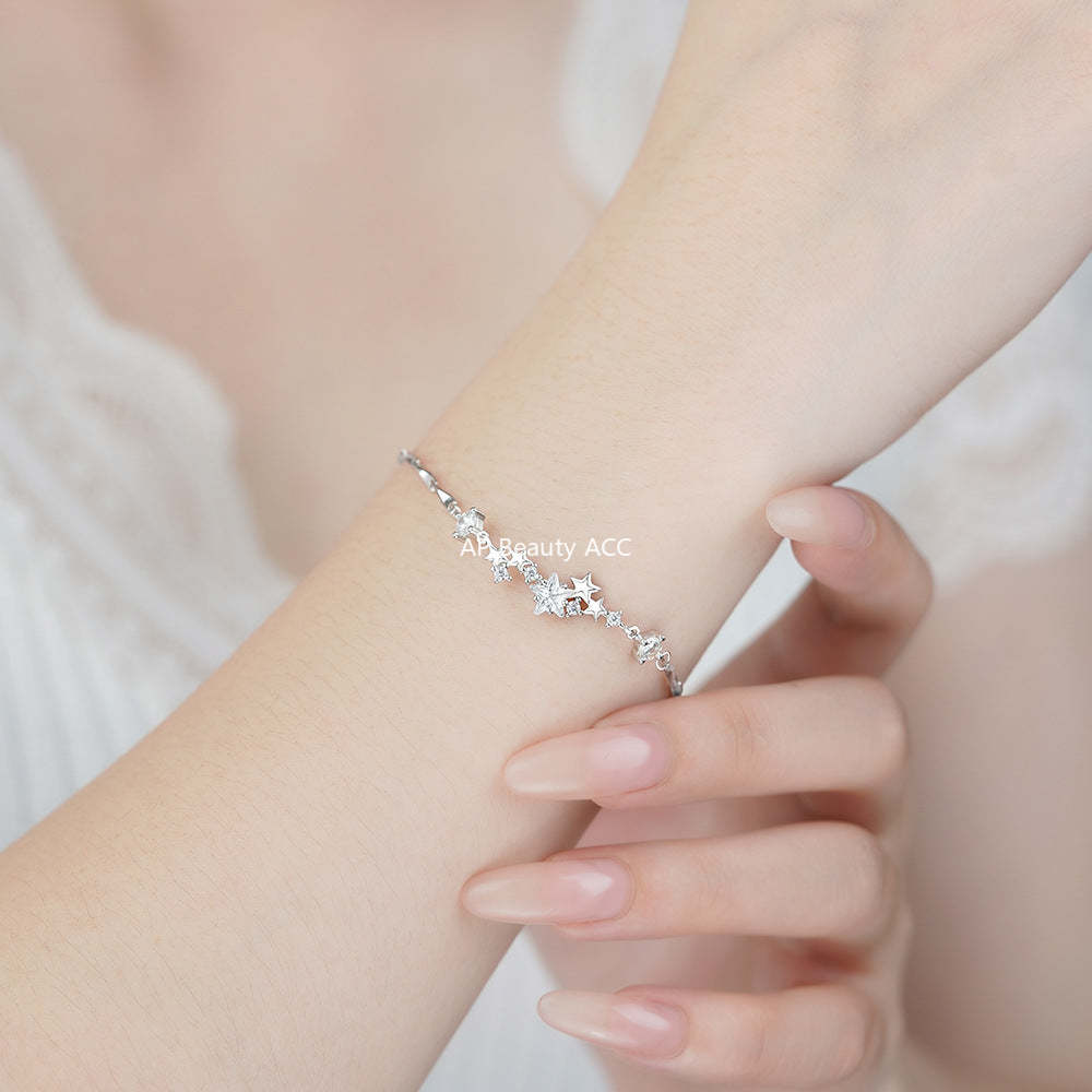 B관 - 925 실버 은하수 별 큐빅 팔찌 [YC5136SL_1] 25.12-3