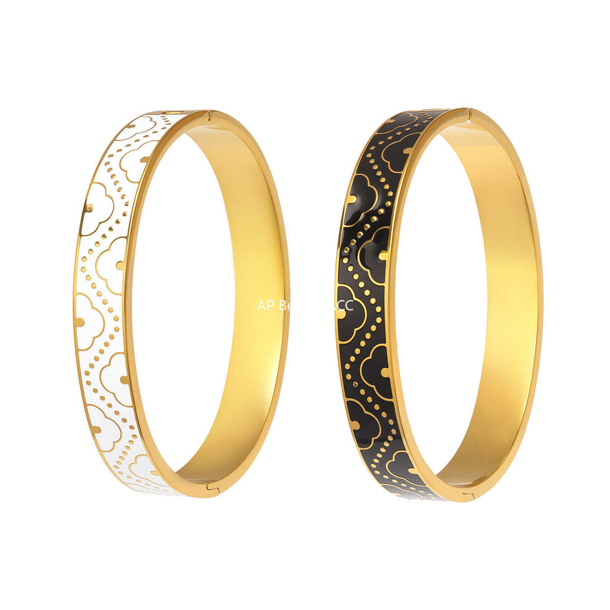 D관 - 스테인리스 스틸 18K 도금 에나멜 문양 버클 팔찌 [Z528] 25.12-3