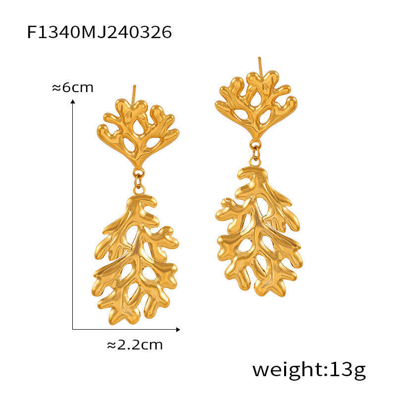 D관 - 레트로 소라 기하학적 티타늄 스틸 골드 도금 유니크 엘레강스 귀걸이 [F1338-40-F1345] 24.04-1