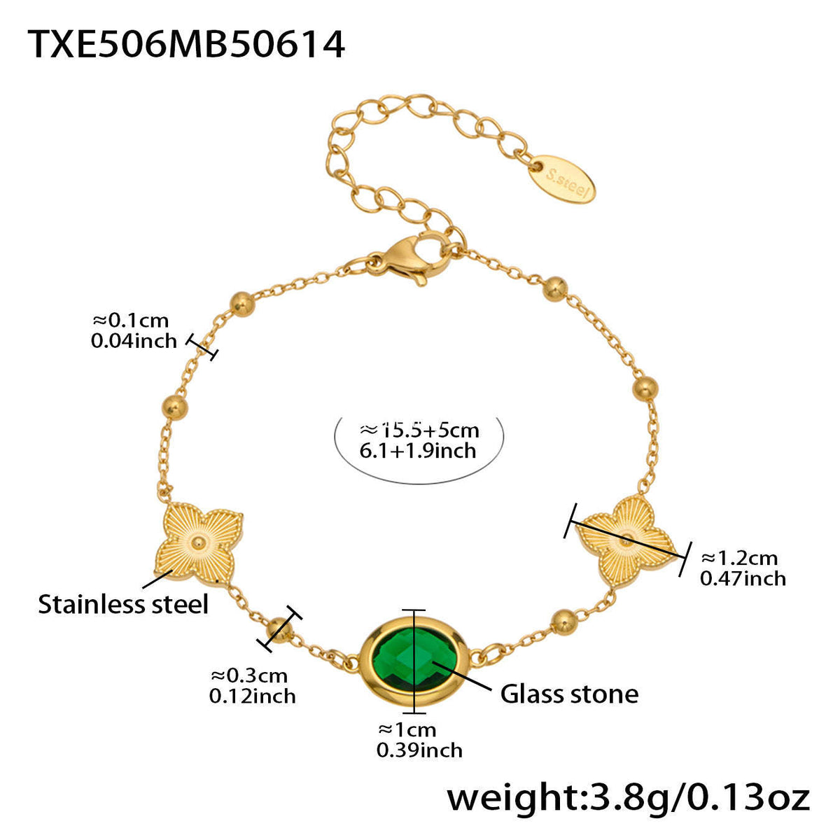 D관 - 스테인리스 스틸 타원형 컷팅 글라스 스톤 18K도금 목걸이 팔찌 귀걸이 [TXP506] 25.12-1