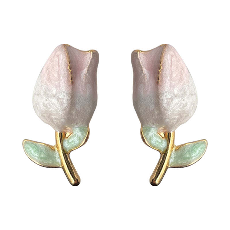 C관 - 숲 속 스타일 점점 변화하는 튤립 14K 도금 은침 귀걸이 [4420] 24.06-4