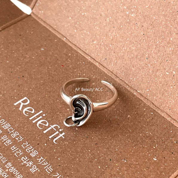 A관 - 925 실버 빈티지 귀 모양 오픈형 반지 [JZ-0657] 25.10-5