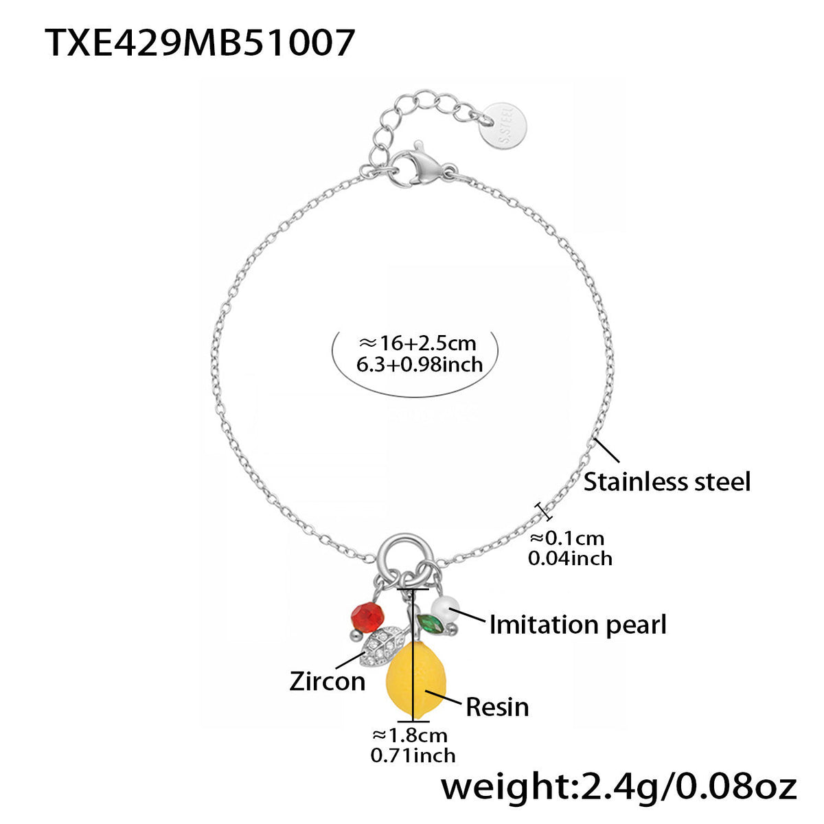 D관 - 스테인리스 스틸 큐빅 레몬 과일 디자인 목걸이 귀걸이 팔찌 반지 [TXP429] 25.10-3