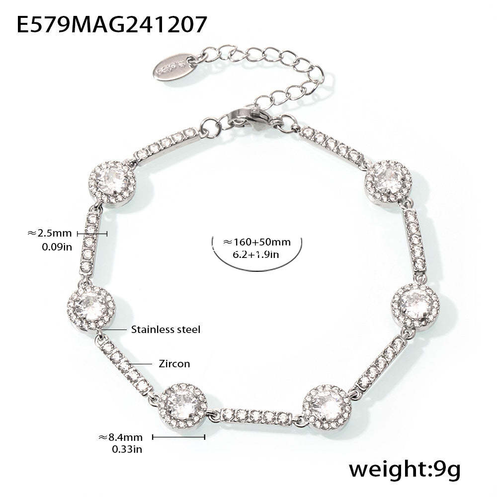 D관 - 18K 골드 도금 스테인리스 스틸 핸드메이드 큐빅 팔찌 [E575-E582] 24.12-2