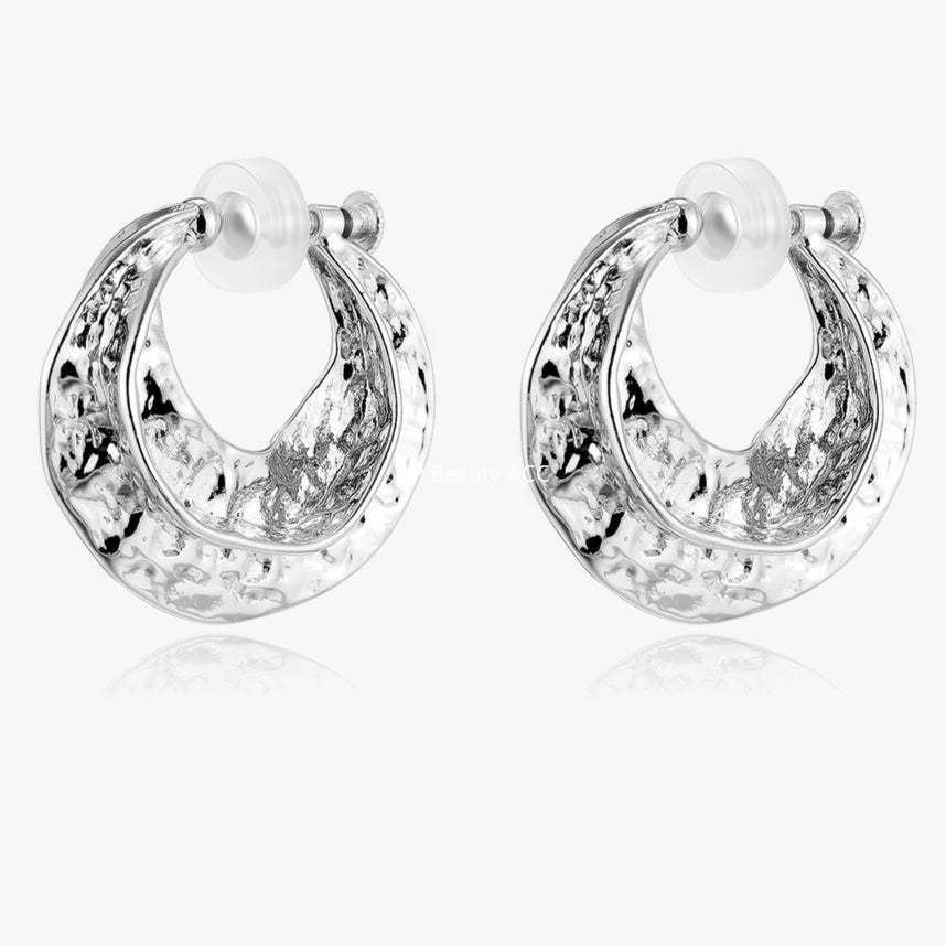 A관 - 메탈 텍스처 볼드 링 귀찌 귀걸이 [EJ-61] 25.12-3