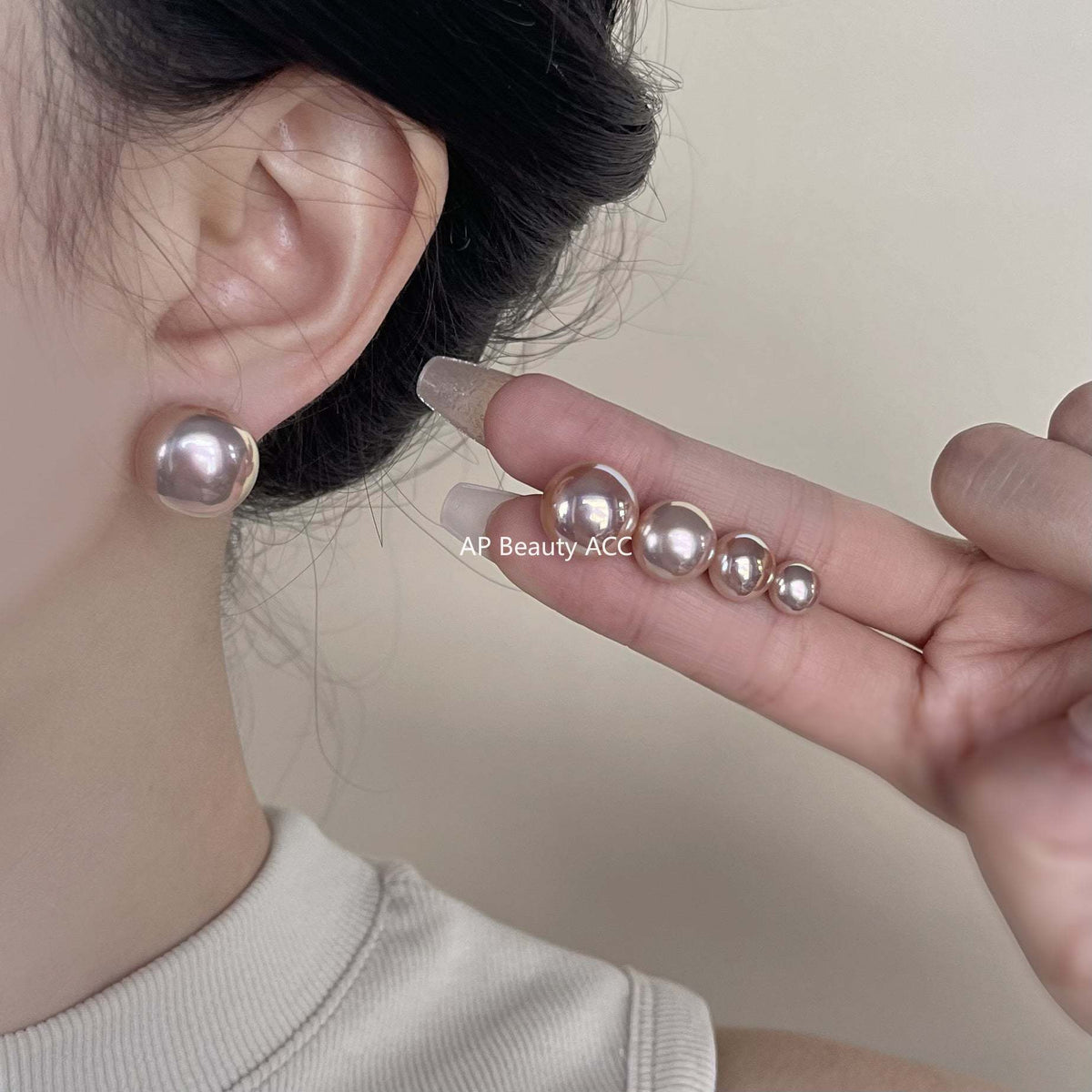 C관 - 핑크 펄 고품질 담수 진주 우아한 은침 귀걸이 [4557-4561] 24.07-2