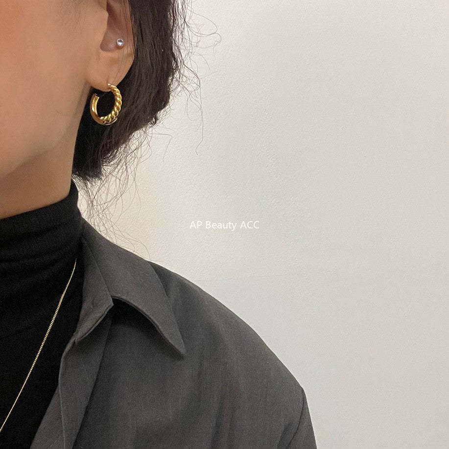 F관 - 925 실버 스트랩 모양 귀걸이 [C874] 25.12-1