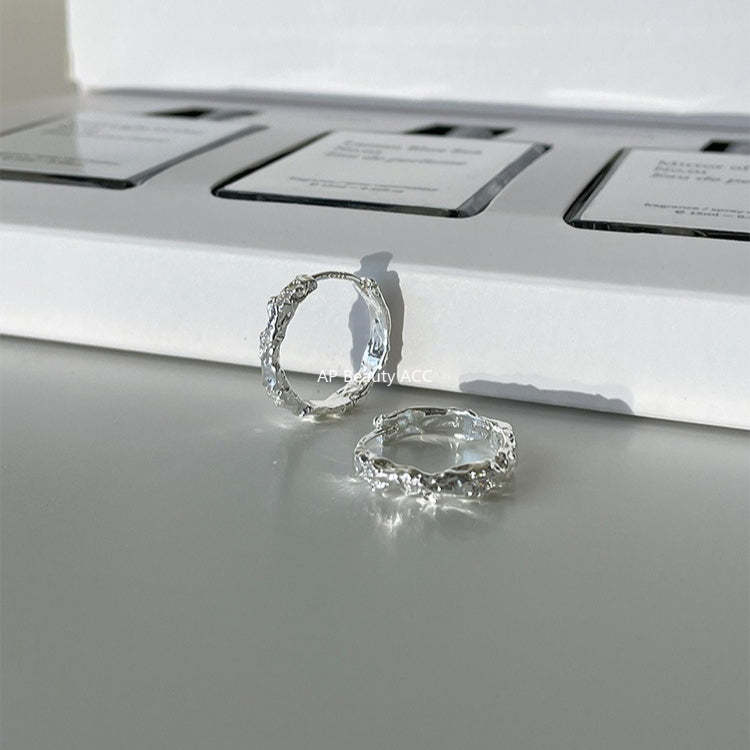 A관 - 비정형 텍스처 925 은침 링 귀걸이 [EH-4315] 25.12-2