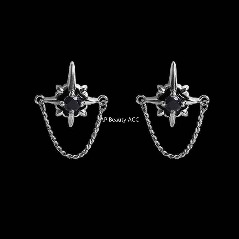 G관 - 북극성 체인 팔각성 크리스탈 남성용 귀걸이 [ER578] 24.11-2