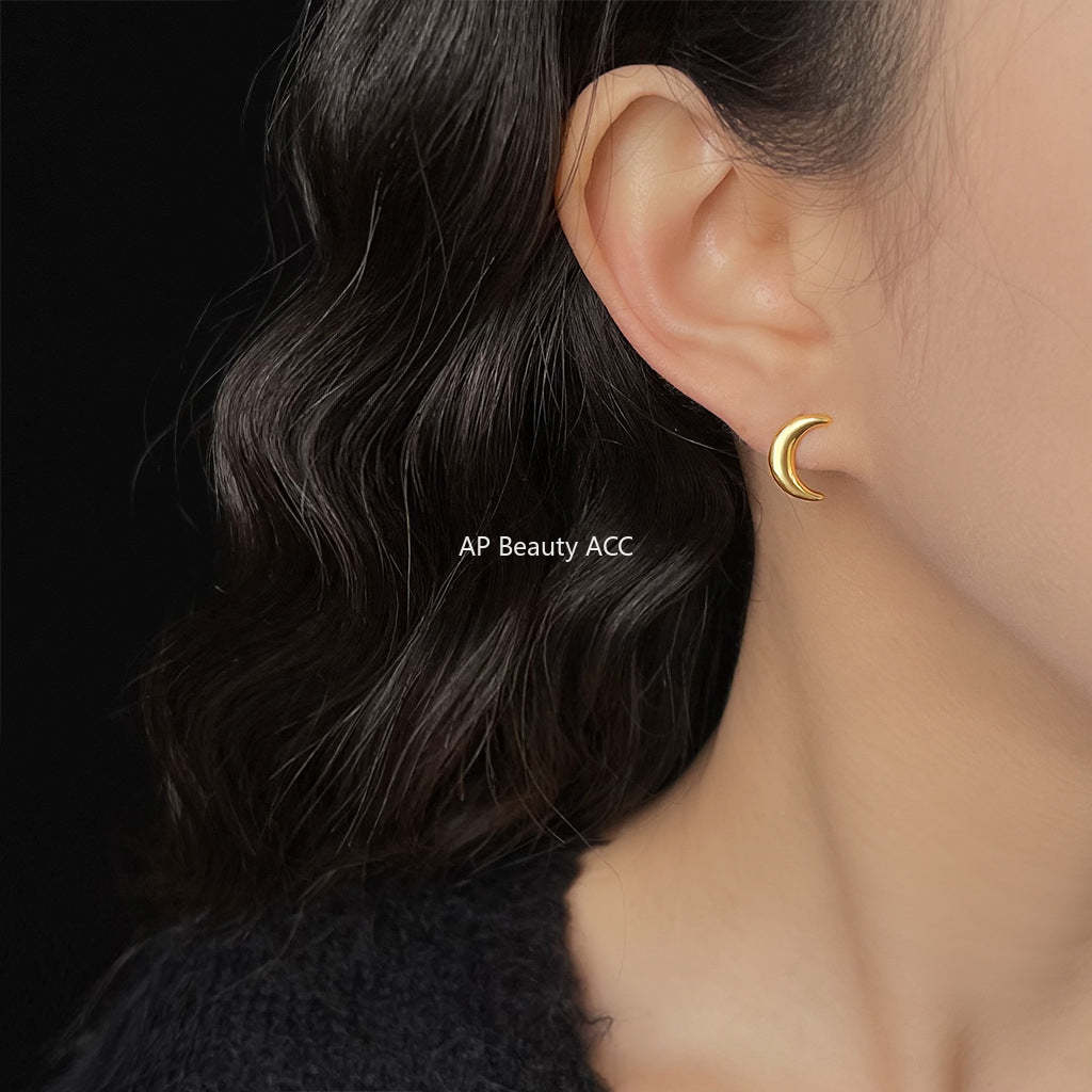 C관 - 초승달 디자인 14K 도금 925 은침 미니멀 귀걸이 [5687] 25.03-2