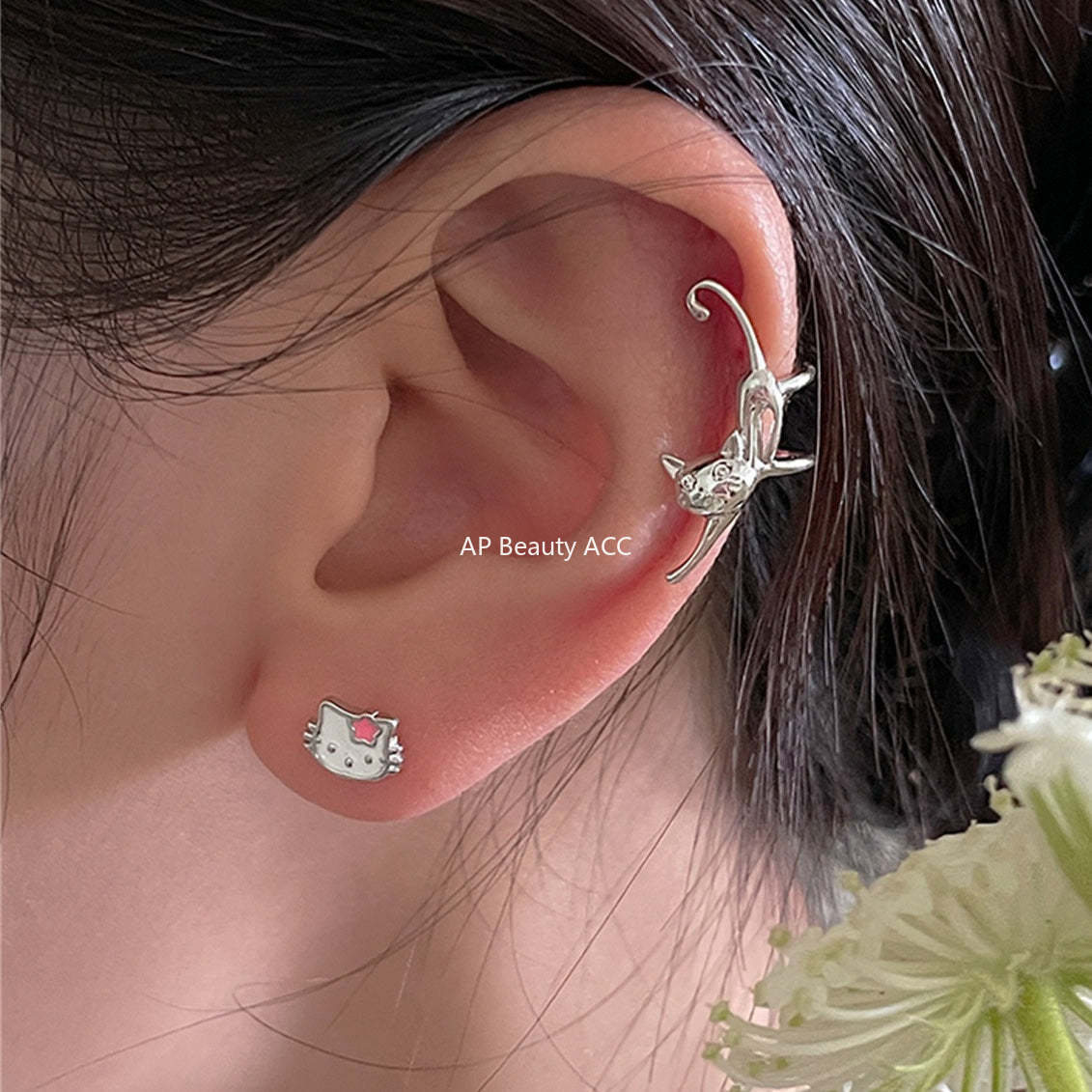 A관 - 고양이 디자인 좌우대칭 이어커프 귀걸이 [EH-3964] 25.09-4