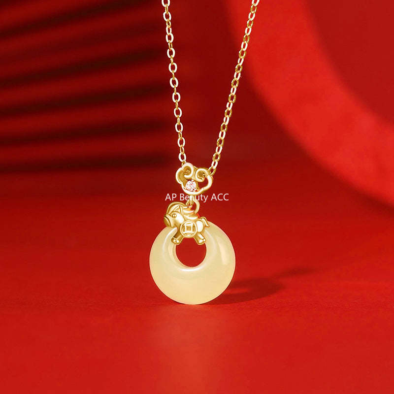 B관 - 999 실버 원형 말 펜던트 행운 목걸이 [YC3540N_1] 25.10-5