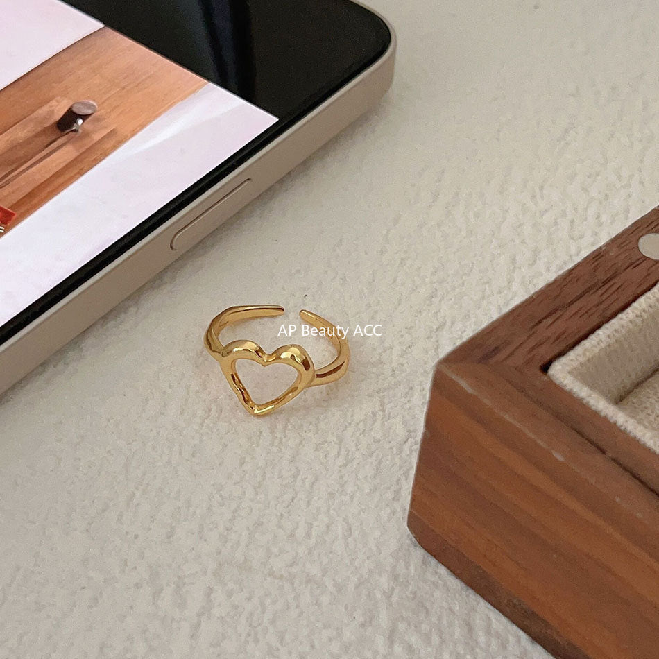 F관 - 925 실버 하트 라인 오픈형 반지 [J1934] 25.10-2