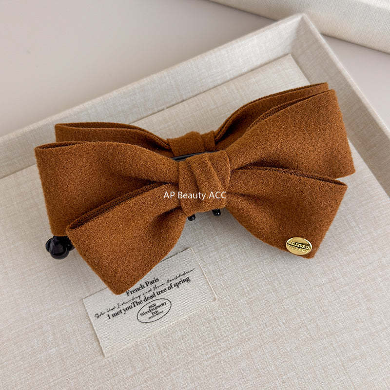 E관 - 양면 모직 리본 골드 포인트 집게핀 [27639] 25.11-1