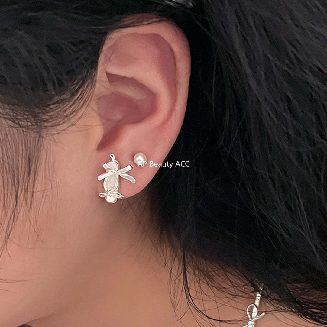A관 - 925 은침 발레 슈즈 리본 귀걸이 [EH-2857] 24.04-1