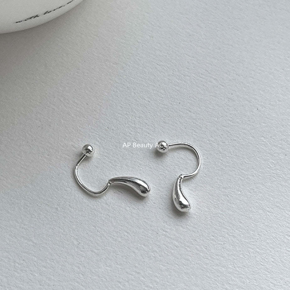 A관 - 999 실버 물방울 디자인 피어싱 귀걸이 [EH-3953] 25.10-4