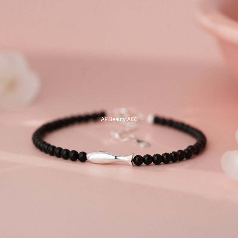 B관 - 999 실버 물고기 흑요석 비즈 팔찌 [YC5314SL_1] 25.10-5