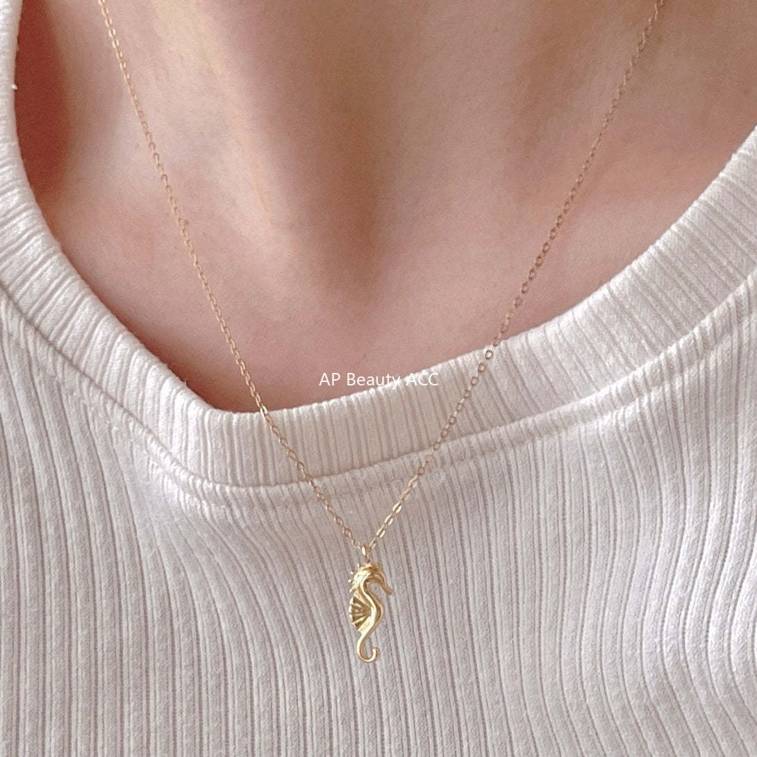 F관 - 925 실버 해마 펜던트 목걸이 [B1379] 25.10-2