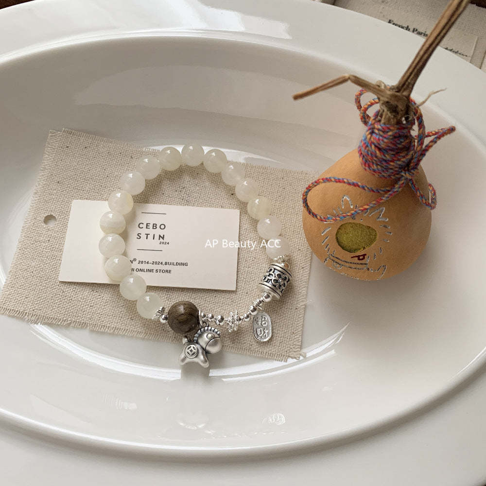 A관 - 말 펜던트 925 실버 옥 비즈 팔찌 [1510] 25.11-3