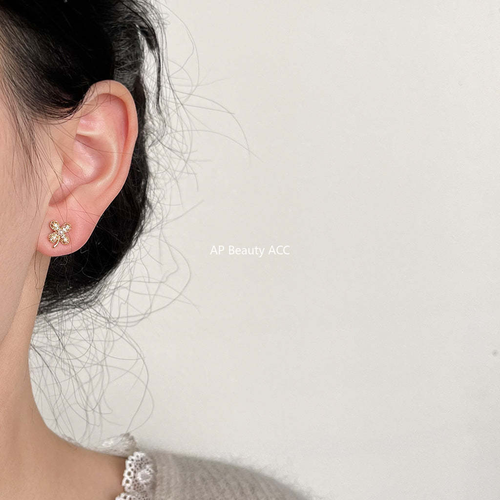 C관 - 미세 큐빅 꽃 모양 14K 도금 미니멀한 디자인 귀걸이 [3575] 24.01-2