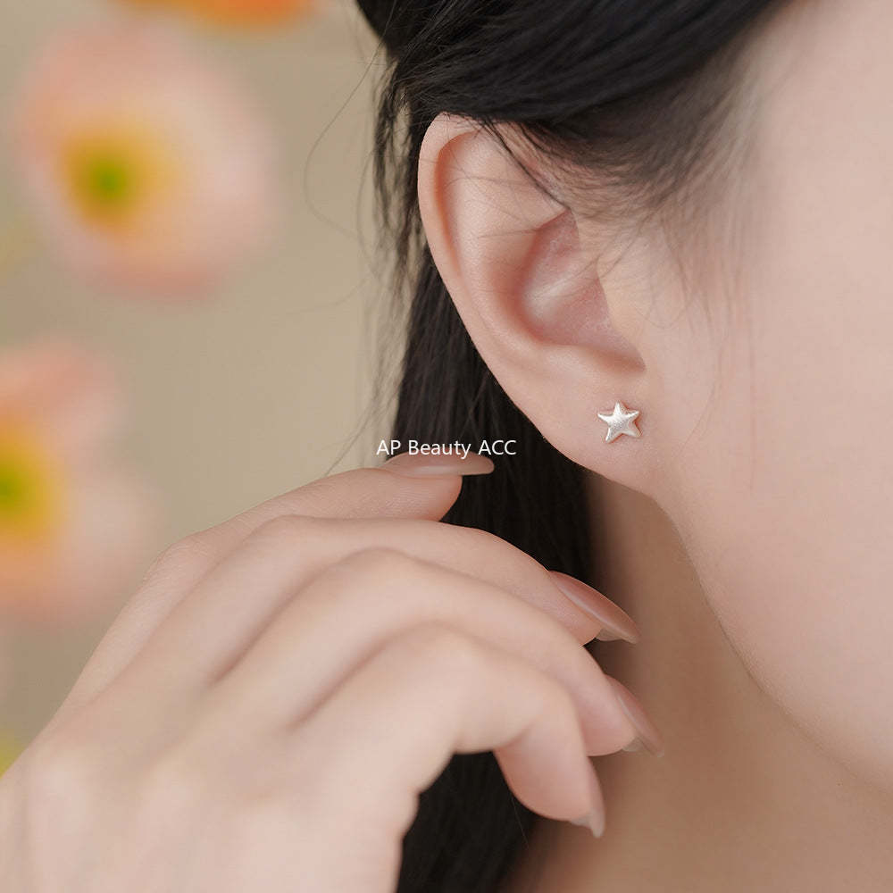B관 - 999 실버 샌딩 불규칙 별 모양 귀걸이 [YC3448E_1] 25.11-4